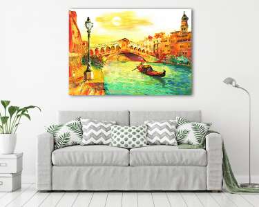 Velence-i híd, Olaszország   (olajfestmény reprodukció) (vászonkép) - vászonkép, falikép otthonra és irodába