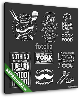 Set of vintage food related typographic quotes. Vector illustrat - vászonkép 3D látványterv