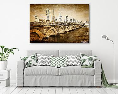 Bordeaux folyó híd St Michel katedrálisával (vászonkép) - vászonkép, falikép otthonra és irodába