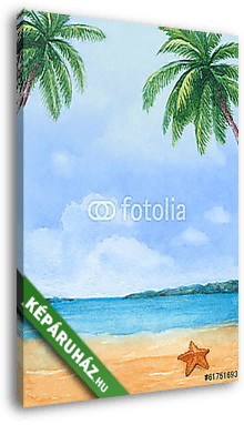A trópusi tengerpart csillaggal - vászonkép 3D látványterv