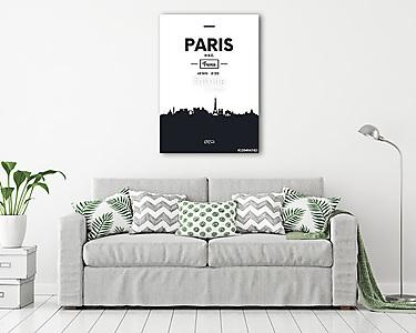 Poszter város skyline Párizs, lapos stílusú vektoros illusztráci (vászonkép) - vászonkép, falikép otthonra és irodába