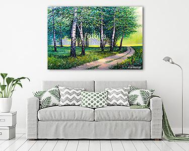 Nyári erdő, útszakasz (olajfestmény reprodukció) (vászonkép) - vászonkép, falikép otthonra és irodába