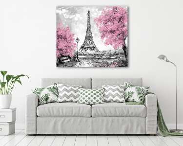 Eiffel torony fákkal  (olajfestmény reprodukció) (vászonkép) - vászonkép, falikép otthonra és irodába