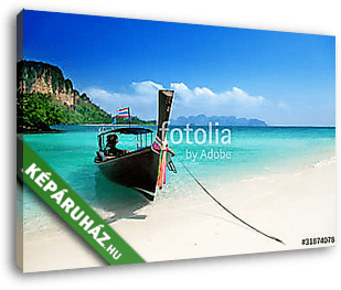 long boat and poda island in Thailand - vászonkép 3D látványterv