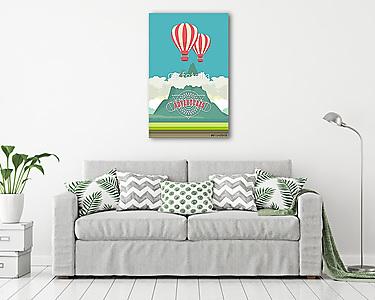 Léggömb repülés reklám, vintage plakát (vászonkép) - vászonkép, falikép otthonra és irodába