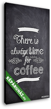 Kávészáruk krétával fekete táblán - vászonkép 3D látványterv