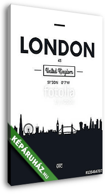 Poszter város skyline London, sík stílusú vektoros illusztráció - vászonkép 3D látványterv