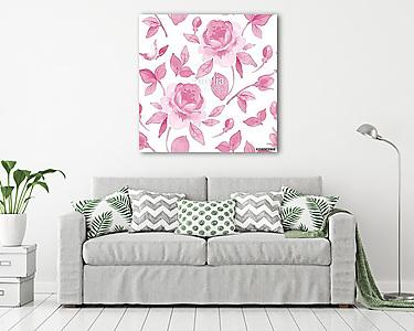 Floral pattern, monochrome seamless background 3 (vászonkép) - vászonkép, falikép otthonra és irodába
