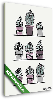 Hand Drawn Cactus Poster - vászonkép 3D látványterv