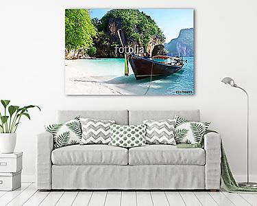 long boat at island in Thailand (vászonkép) - vászonkép, falikép otthonra és irodába