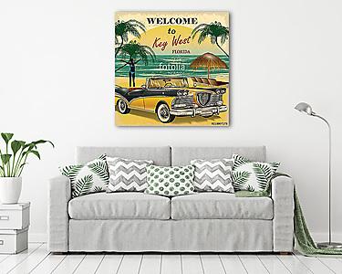 Welcome to Key West, Florida retro poster. (vászonkép) - vászonkép, falikép otthonra és irodába