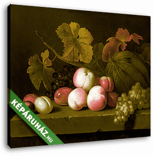 Csendélet őszibarackkal szőlővel szilvával és dinnyével - vászonkép 3D látványterv