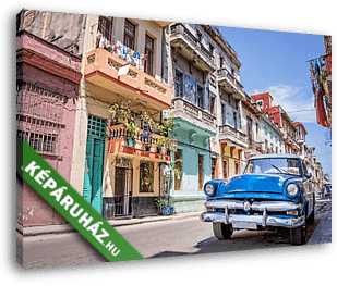 Vintage klasszikus amerikai autó Havannában, Kubában - vászonkép 3D látványterv