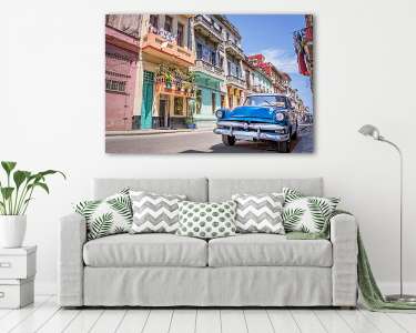 Vintage klasszikus amerikai autó Havannában, Kubában (vászonkép) - vászonkép, falikép otthonra és irodába
