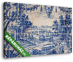 Traditional tiles azulejos Lisbon, Portugal - vászonkép 3D látványterv