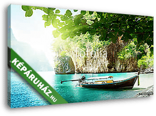 long boat on island in Thailand - vászonkép 3D látványterv