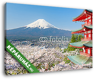A piros pagoda a Mt. Fuji a háttérben - vászonkép 3D látványterv
