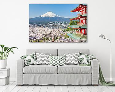 A piros pagoda a Mt. Fuji a háttérben (vászonkép) - vászonkép, falikép otthonra és irodába