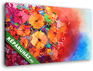 Absztrakt gerbera virágcsokor - vászonkép 3D látványterv