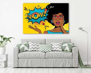 WOW Pop Art - Fekete nő titkárnő szemüvegben (vászonkép) - vászonkép, falikép otthonra és irodába