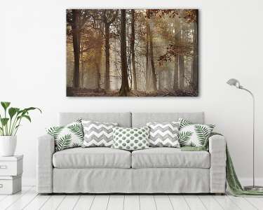 őszi erdő a ködben (vászonkép) - vászonkép, falikép otthonra és irodába