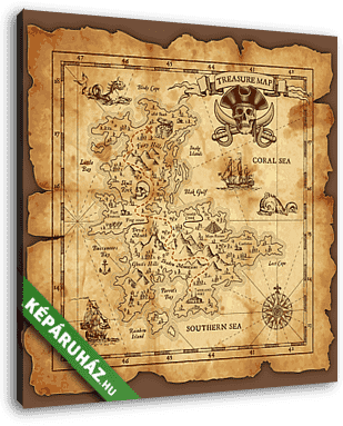 Vector Pirate Treasure térkép - vászonkép 3D látványterv