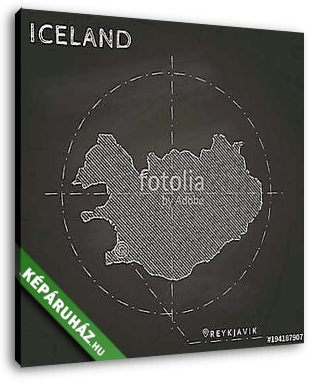 Izland kréta térkép, kézzel rajzolt - vászonkép 3D látványterv