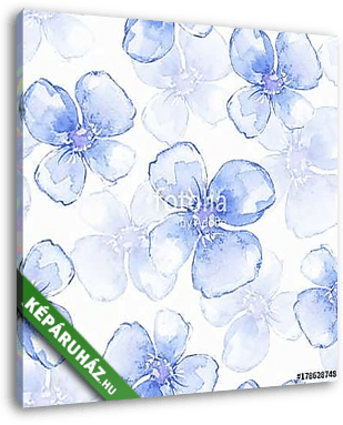 Floral seamless pattern 3. Watercolor background with blue flowe - vászonkép 3D látványterv