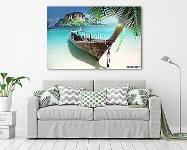 long boat on island in Thailand (vászonkép) - vászonkép, falikép otthonra és irodába