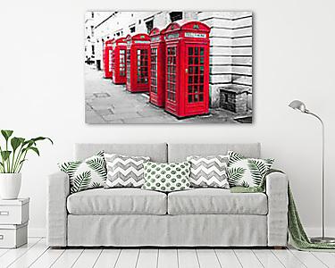 Londonban telefonos fülkék sorban színkulcsként (vászonkép) - vászonkép, falikép otthonra és irodába