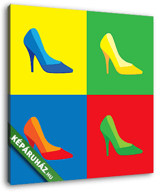 Pop art, magas sarkú női cipők  - illusztráció. - vászonkép 3D látványterv
