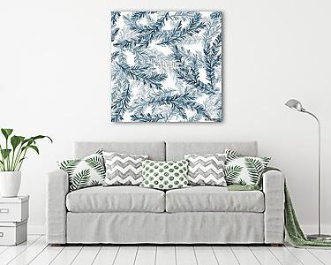 Watercolor seamless pattern with fir tree branches 2 (vászonkép) - vászonkép, falikép otthonra és irodába
