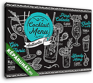 Cocktail bar menu. Vector drinks flyer for restaurant and cafe.  - vászonkép 3D látványterv