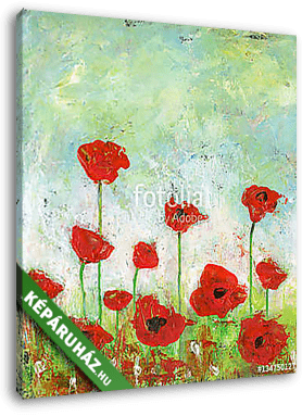 Poppies Field - Acrylic painting of an abstract poppies field.  - vászonkép 3D látványterv