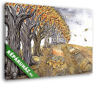 Őszi táj tölgyfákkal - vászonkép 3D látványterv