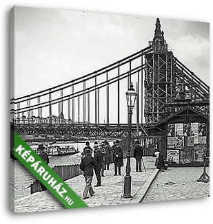 Az épülő Erzsébet híd pesti hídfője (1903) - vászonkép 3D látványterv