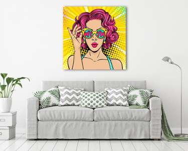 WOW Pop Art - Vörös nő napszemüvegben (vászonkép) - vászonkép, falikép otthonra és irodába