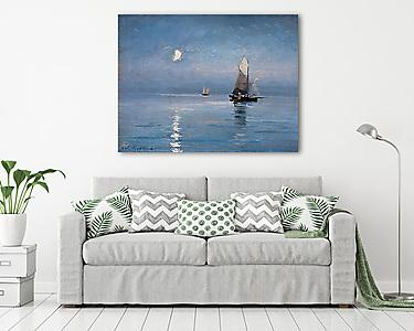Halászhajók holdfényes este (vászonkép) - vászonkép, falikép otthonra és irodába
