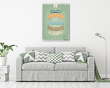 Vintage nyári vakáció vektoros háttér tipográfiai (vászonkép) - vászonkép, falikép otthonra és irodába