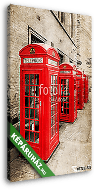 London vörös telefonos fülkék antik textúrával - vászonkép 3D látványterv