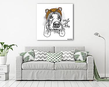 Kutya portré felirattal (vászonkép) - vászonkép, falikép otthonra és irodába
