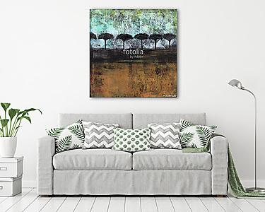 Row Of Trees - Acrylic painting of an abstract landscape with silhouetted trees.  (vászonkép) - vászonkép, falikép otthonra és irodába