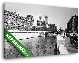 Párizs, Szajna-part, háttérben a Notre-Dame - vászonkép 3D látványterv