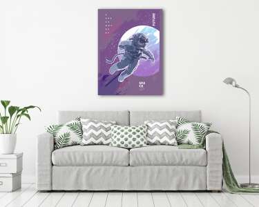 Asztronauta bolygóval a háttérben (vászonkép) - vászonkép, falikép otthonra és irodába