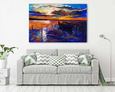 Az óceán és a naplemente (vászonkép) - vászonkép, falikép otthonra és irodába