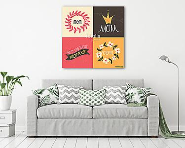 Anyák napi üdvözlőlapok gyűjteménye (vászonkép) - vászonkép, falikép otthonra és irodába