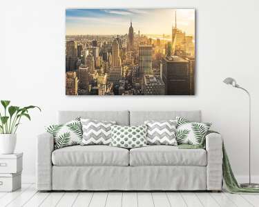 Napnyugta a New York-i horizonton (vászonkép) - vászonkép, falikép otthonra és irodába