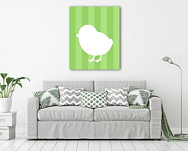 DIY - Húsvéti kiscsibe, zöld csíkos háttérrel (vászonkép) - vászonkép, falikép otthonra és irodába