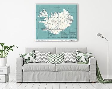 Izland térkép részletes (vászonkép) - vászonkép, falikép otthonra és irodába