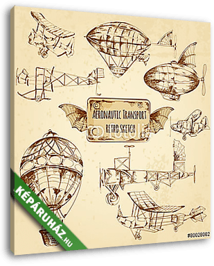 Retro Aviation Sketch - vászonkép 3D látványterv